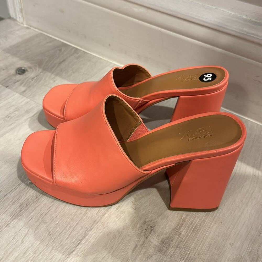 Nordstrom NWT block heel Slides Platform Sandals in Coral Bisque. - Picture 3 of 8